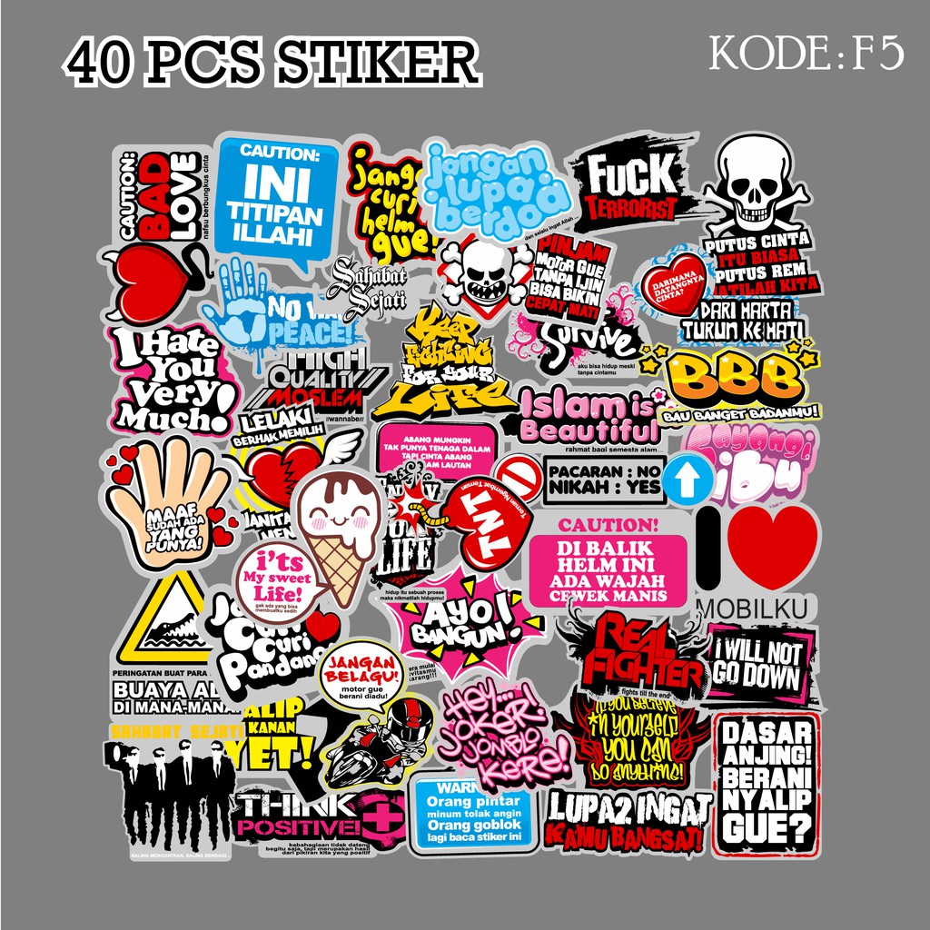 

[ MAC ] 40 PCS STICKER AESTHETIC KATA KATA LUCU UNTUK LAPTOP CASE TUMBLER ANTI AIR - F5