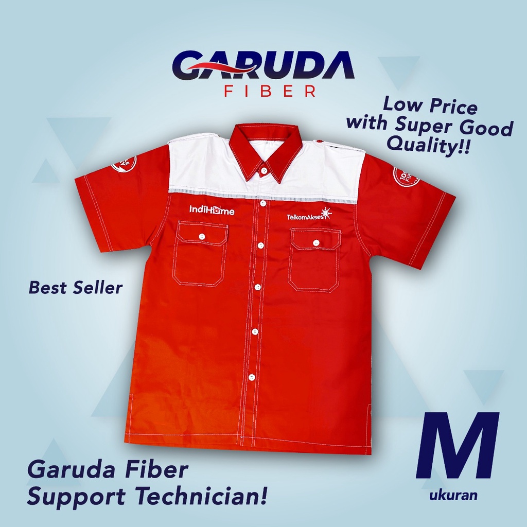Baju INDIHOME Seragam Telkom Kualitas Bagus AMERICAN DRILL AM1919 - Lengan Pendek Ukuran M