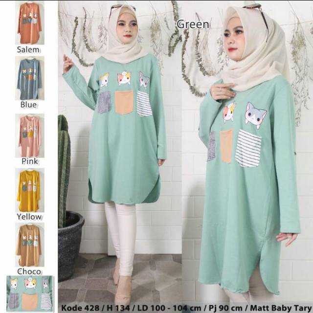 ATASAN MUSLIM TUNIK KAOS SAKU TIGA