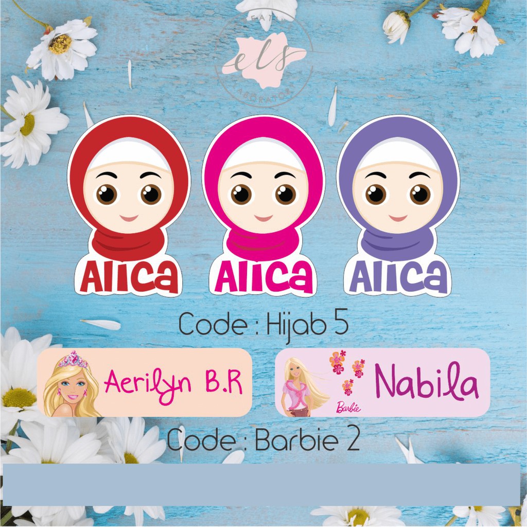 

stiker label nama custom waterproof anti air