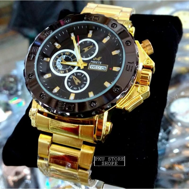 JAM MIRETE ORIGINAL JAM PRIA ANALOG TAHAN AIR FREE  BATRAI_JAM TANGAN COWOK RANTAI STAINLIS STEL JAM TANGAN PRIA WATER RESISITANT, JAM TANGAN IMPORT PRIA MODEL TERBARU_JAM TANGAN PRIA TERLARIS TAHAN AIR GOLD