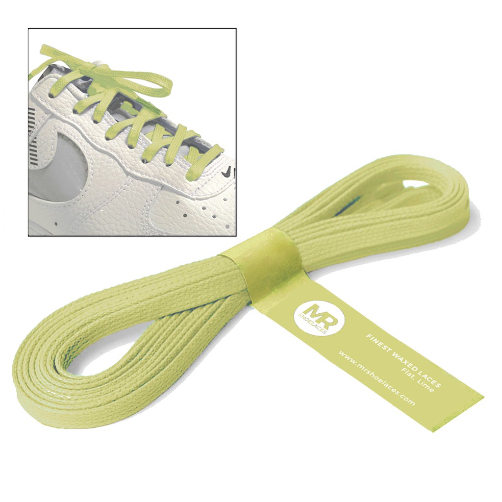 MR Shoelaces FA25 Lime - Tali Sepatu Lilin 5mm Gepeng Flat Pipih (Waxed Laces) 90cm 100cm 120cm 150cm 200cm - Premium Shoelace