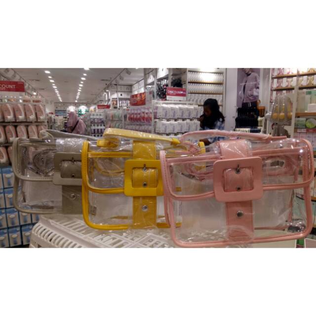 MINISO Rectangle transparent crossbody bag. Tas selempang miniso