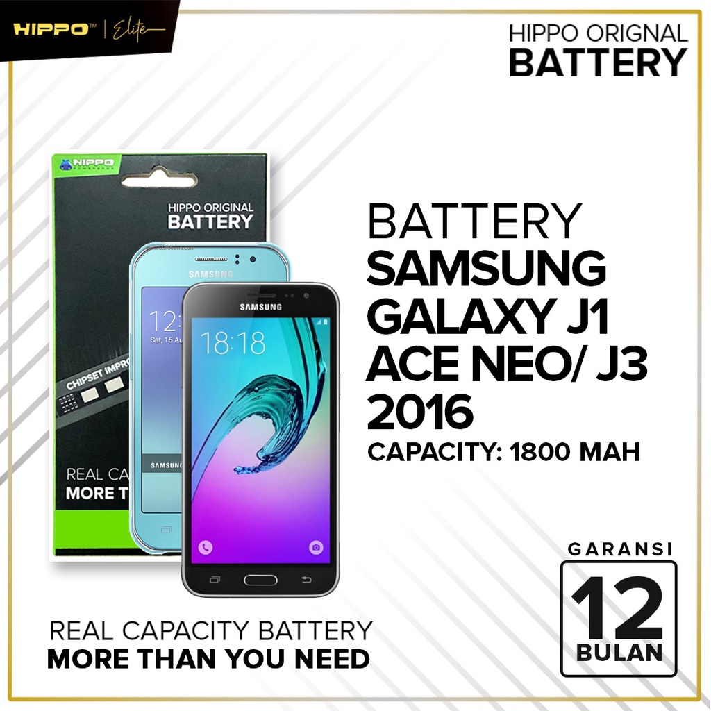 Hippo Baterai Baterrsungy 100% ORI Baterai Samsung Galaxy J1 Ace Neo Jiii-2016 1800Mah Original Batere