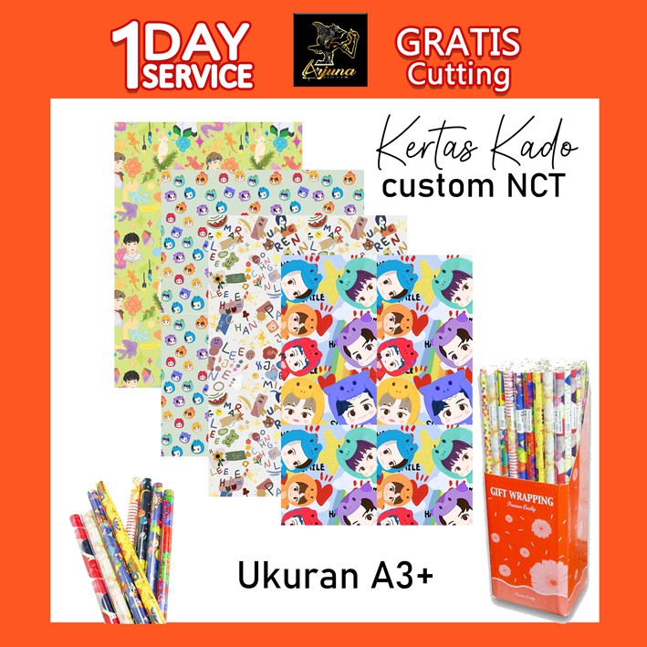

Kertas Kado Custom Motif Lucu NCT Ukuran A3