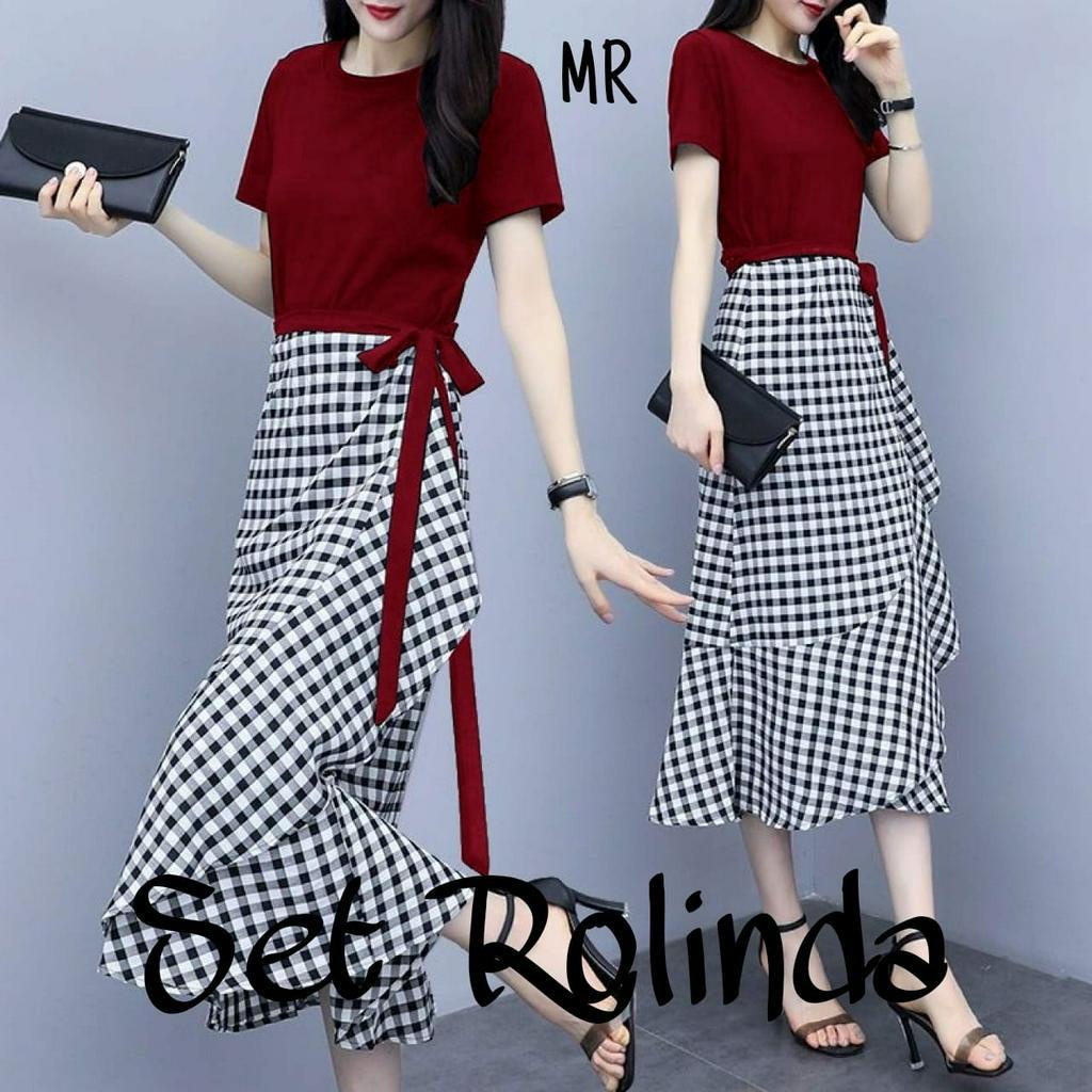 PCS SET ROK ROLINDA KOTAK PAKAIAN ATASAN DAN CELANA MR