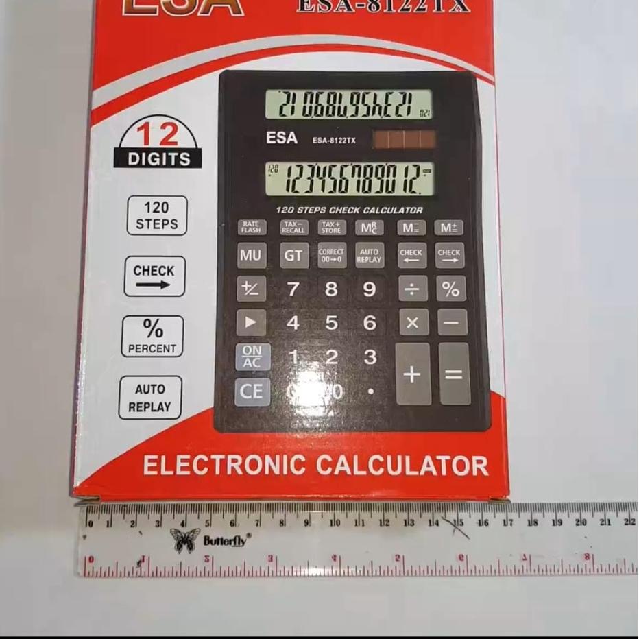 

[PRODUK F8FPY] Kalkulator Layar Lcd Led menyala Calculator Besar Esa 8810 12 digit cek ulang 2 layar bolak balik GVF