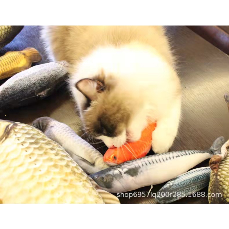 Pet Toy Mainan Kucing Ikan Mainan Hewan Peliharaan Artificial Fish Soft Stuffed Catnip Pet Cat Kitten Chewing Scratch Playing Toy