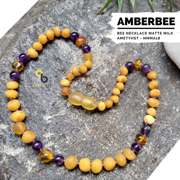 Kalung Amber Anak Premium Mate Milk Amethyst NMMA18 By Amber Bee