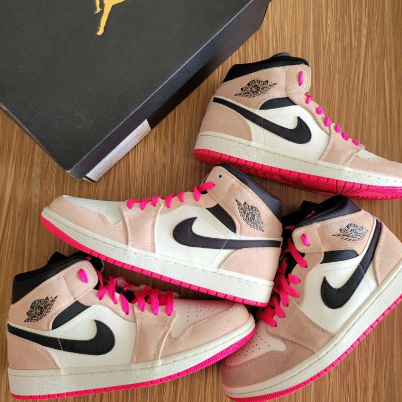 Air Jordan 1 Mid SE Crimson Tint || pink light smoke grey