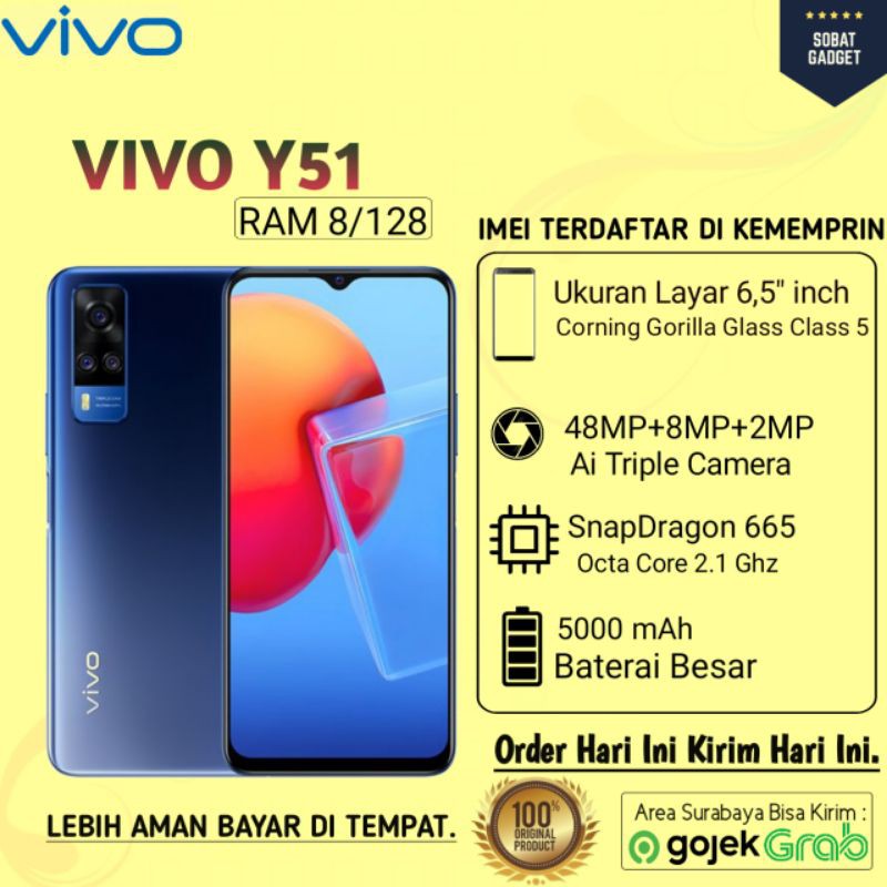 VIVO Y51A  RAM 8/128 100% ORIGINAL GARANSI RESMI VIVO INDONESIA