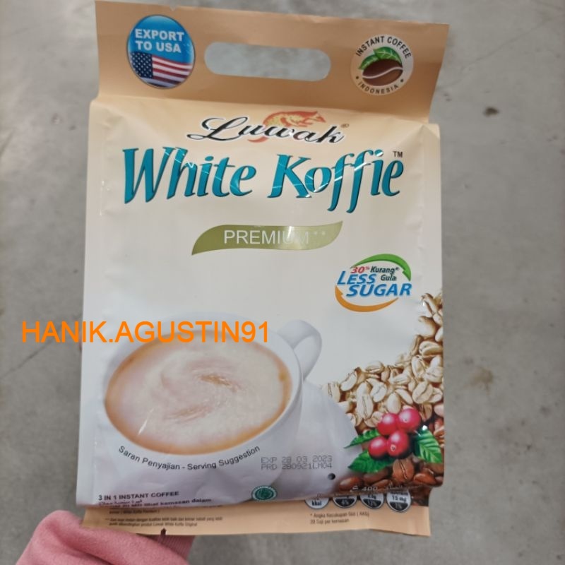 

Kopi Luwak White Koffie Less Sugar Bag 20x20gr