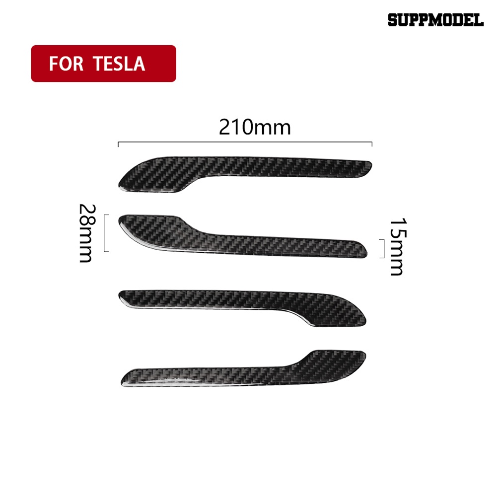 Stiker Gagang Pintu Mobil Bahan Carbon Fiber Untuk Tesla Model 3