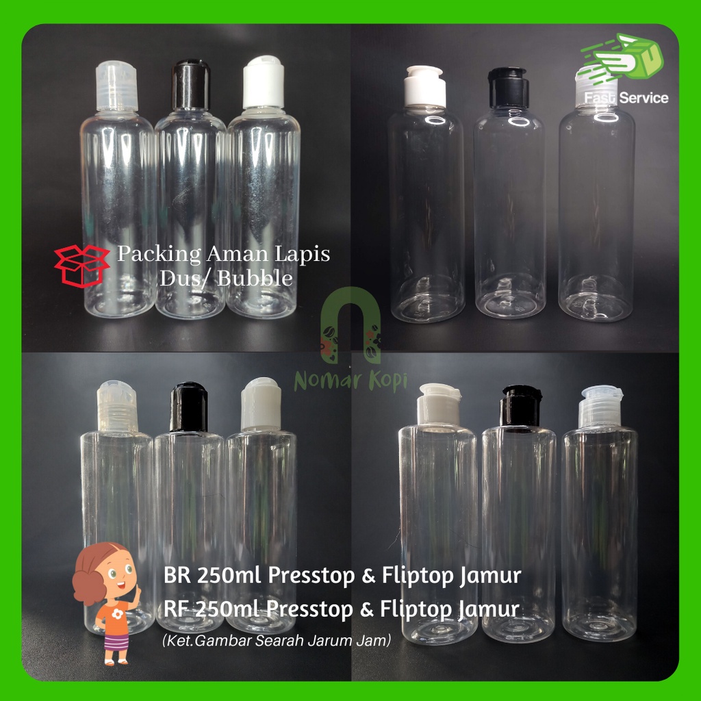 BOTOL 250ml BR AMBER PRESSTOP PET TEBAL PET TEBAL HANDSANITIZER PARFUME KOSMETIK