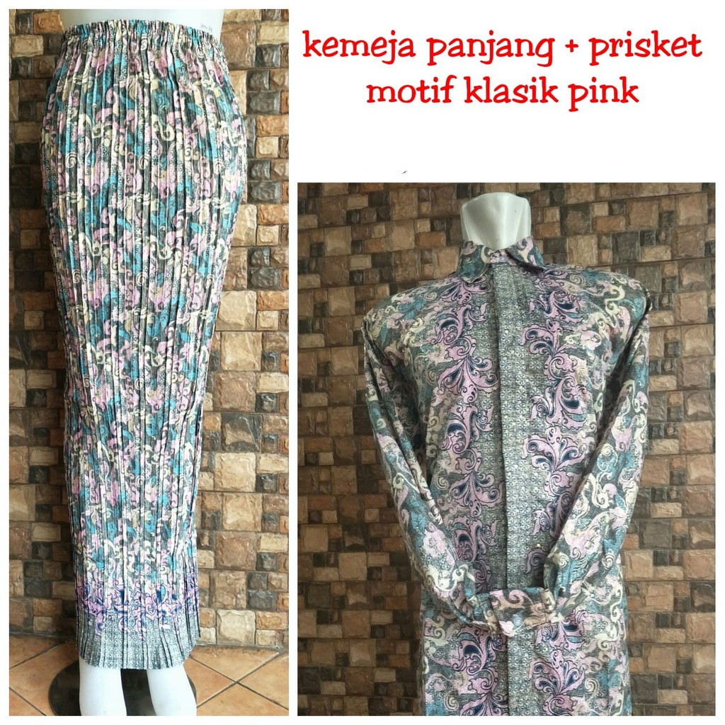 SB Collection Couple Rok Plisket Jenny Maxi Panjang Jumbo Dan Kemeja Batik Pria