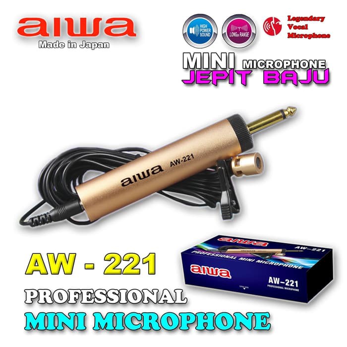 Detail produk dari mic jepit aiwa aw-221 condensor panjang kabel 10 m