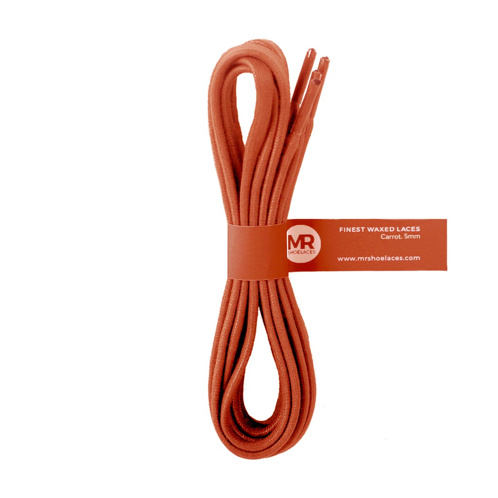 MR Shoelaces FL27 Carrot - Tali Sepatu Lilin 5mm Gepeng Flat Pipih (Waxed Laces) 90cm 100cm 120cm 150cm