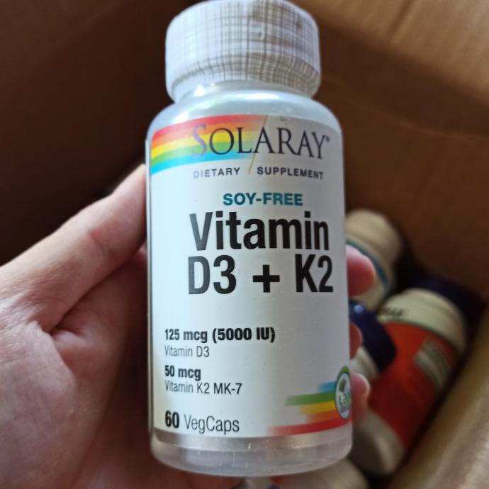 Solaray Vitamin D3 + K2 5000iu, 60 VegCaps