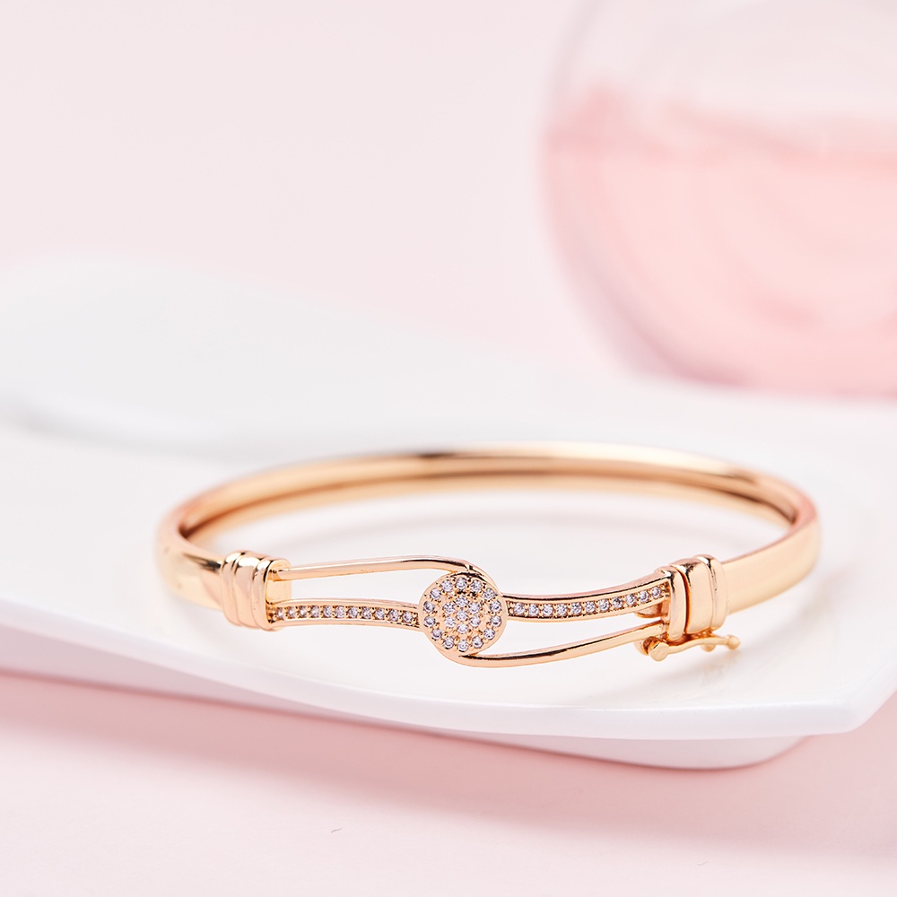 Y071 Gelang Wanita Model Baru Emas/Titanium/Anti Luntur Gelang Dewasa Murah Mata Zirkon Gelang Lapis Emas Imitasi-A