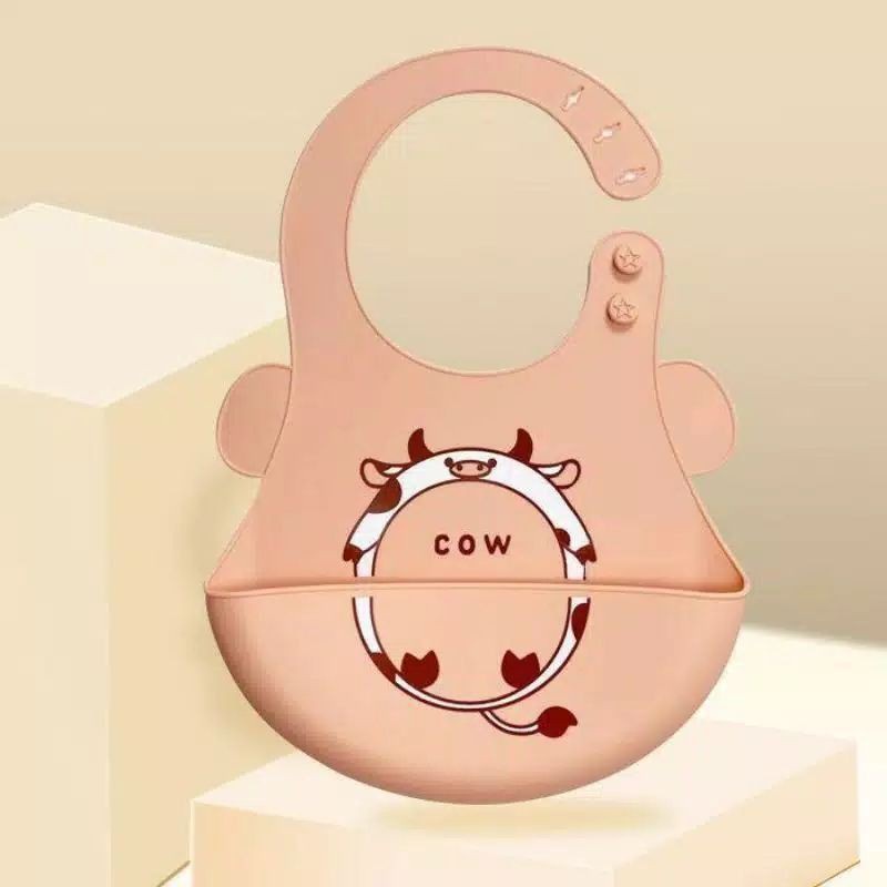 HK Celemek Makan Bayi Baby Bib Slaber Silikon Baby