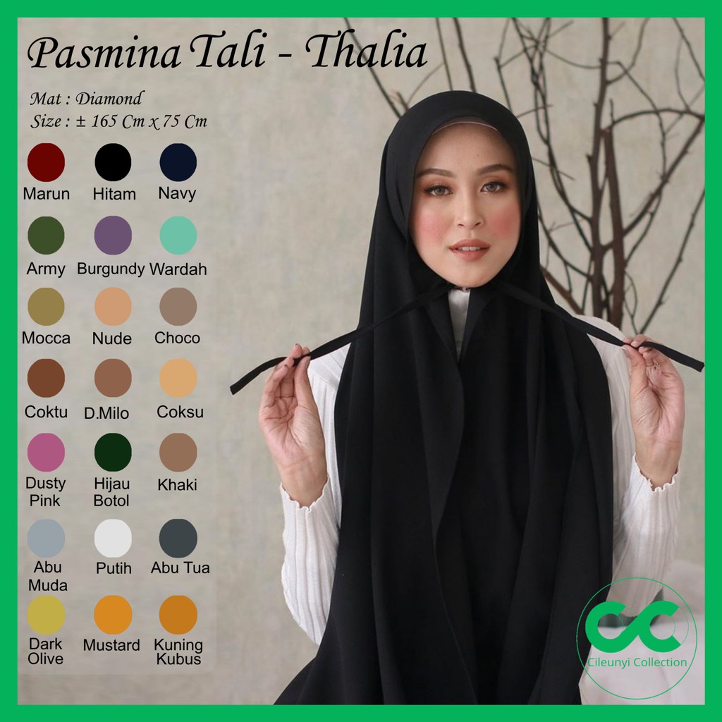 PROMO Jilbab Original Pashmina Tali Diamond Thalia by Cileunyi Collection Pasmina Diamond Creepe