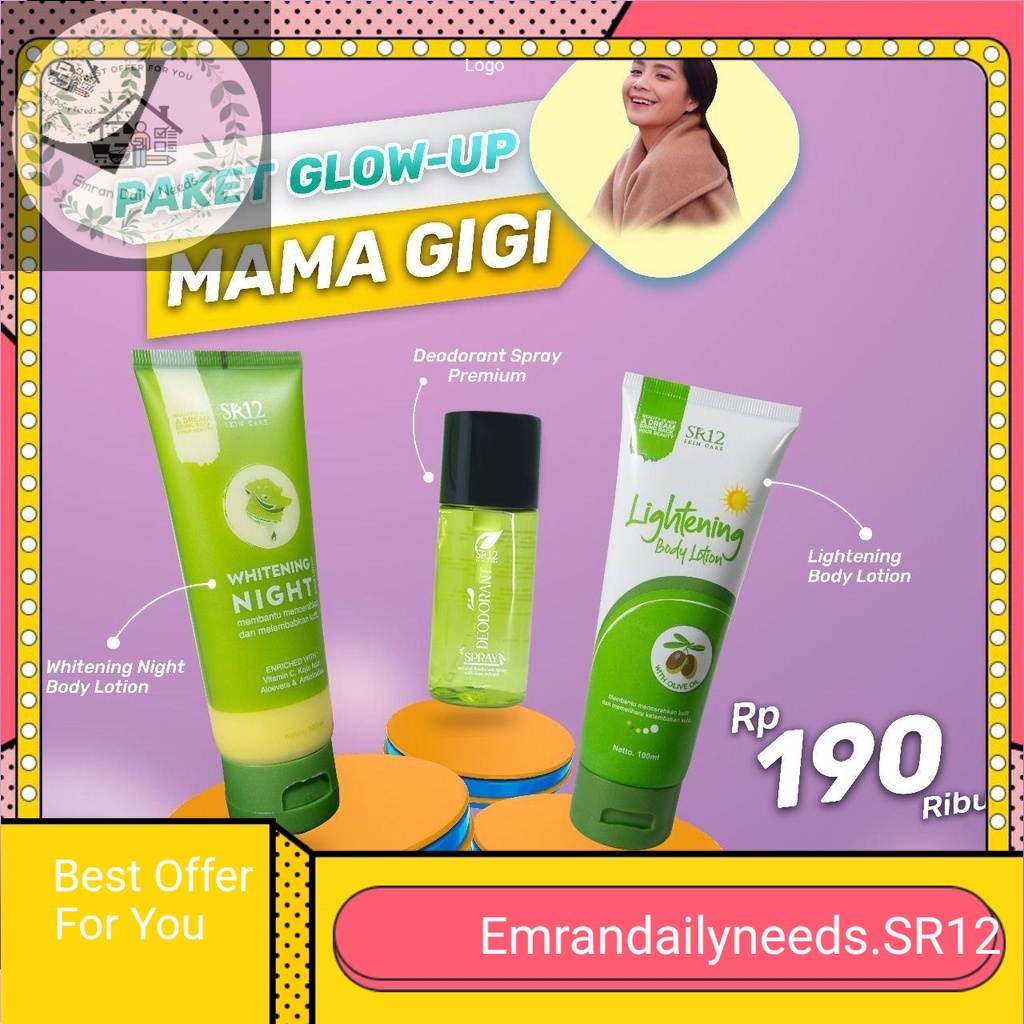 Emrans SR12 Lotion Pemutih - Body Lotion Day & Night - Handbody Pencerah Kulit - Pemutih Badan & Ket