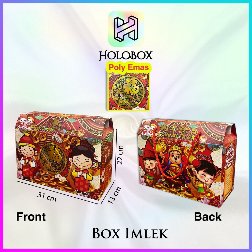 

Box Imlek / Dus Hampers CNY / Kotak Gable Chinese New Year / Packaging Toples 500 gr / Uk 31x13x22.5 / B3-31