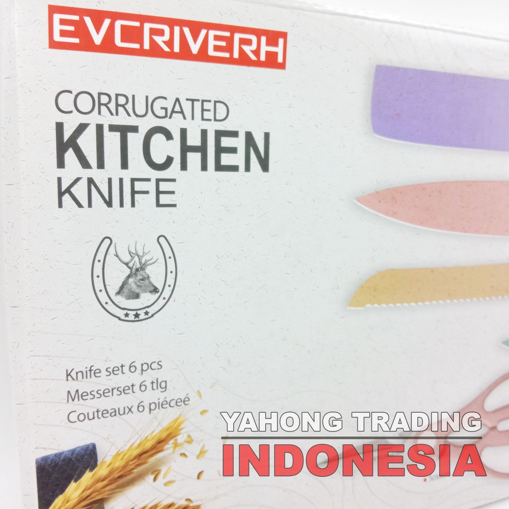 Pisau Dapur Lengkap Warna Pastel 6pcs Kitchen Knife Set 6 pcs in 1