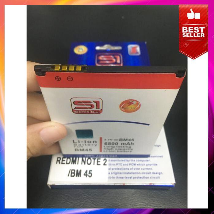 Acc Hp Baterai Xiaomi Redmi Note 2 Bm45 6800Mah Double Power Super One S1