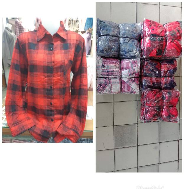 Kemeja panjang flannel wanita.