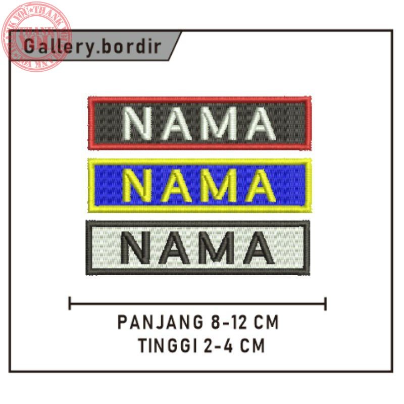 

bordir nama request | label nama custom | nama bordir sekolah Bordir Nama Dada