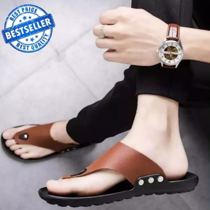 TERMURAH!!! Sandal Kulit Pria Import Terbaru Terlaris / Sandal Casual Pria / Sandal pria