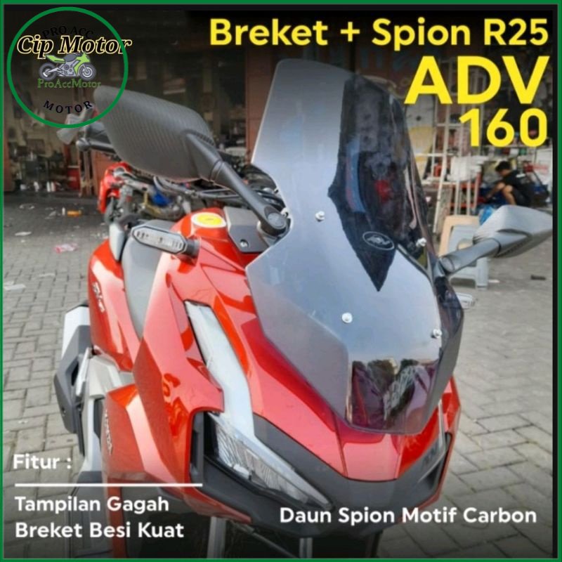 Breket Spion Honda ADV 150 ADV 160 Spion R25 pendek Paket Spion Breket dan Baut Anti Jebol (bisa cod)