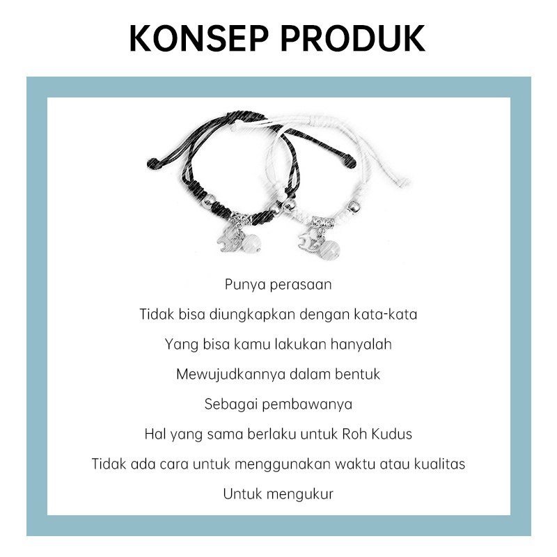 Murah❤️2 Pcs/Set Sepasang Bercahaya Gelang Couple Anyaman Dapat Disesuaikan Fashion Korea Wanita Pria Pasangan Gelang Perhiasan Aksesoris Ready Stock