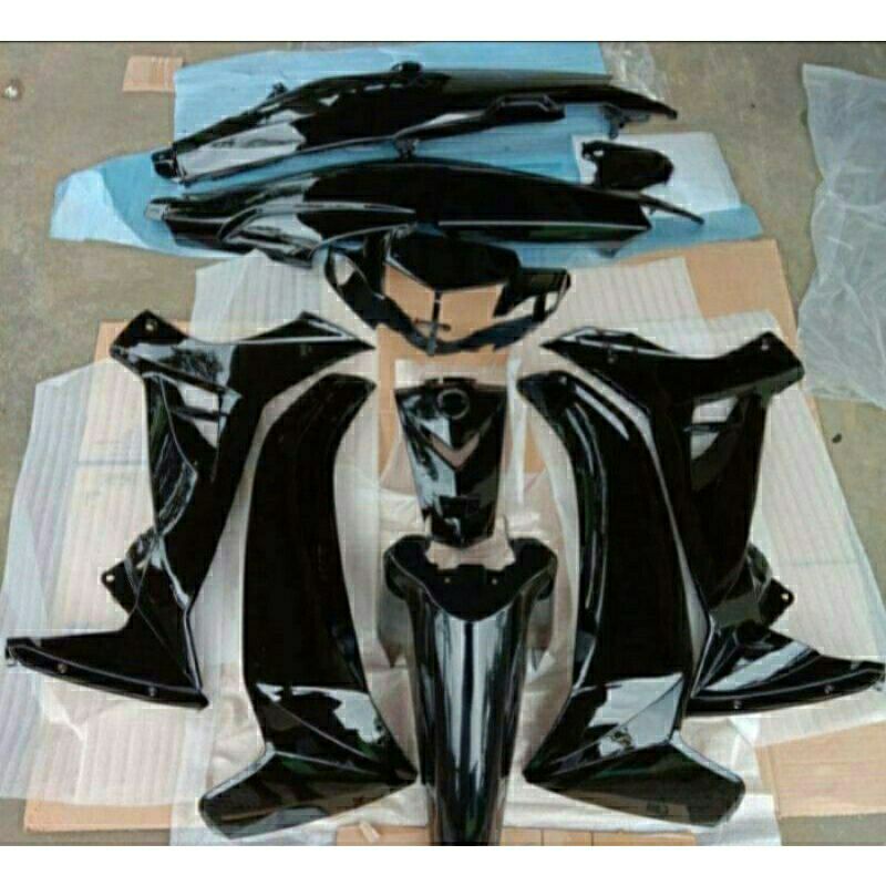 Cover bodi body halus fullset YAMAHA VEGA R NEW HITAM bahan tebal mirip ori