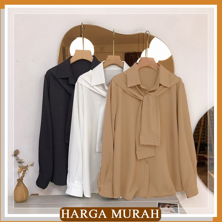 Kemeja Basic Wanita Korean Style Merk Uniqlo Giordano Original /  AD129 Kemeja Syall [Baju Atasan W