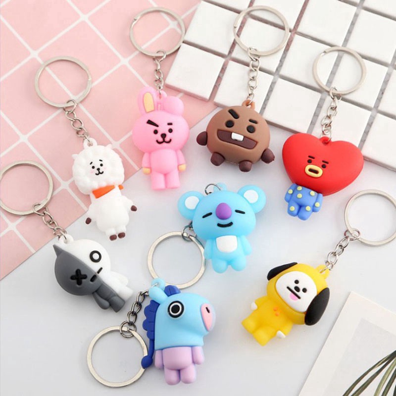 Gantungan Kunci Boneka Cute BT21 BTS Keychian Cartoon Aksesoris Tas Import Murah