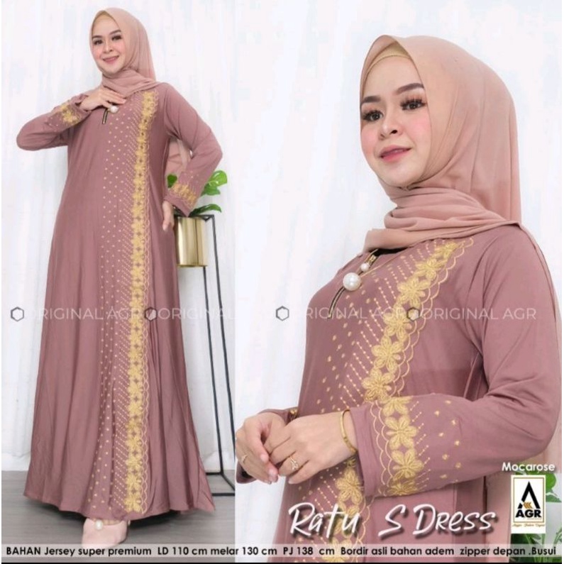 GAMIS WANITA JUMBO matt Jersey super premium ori AGR WSK ld 110 melar sampai 130 motif bordir asli