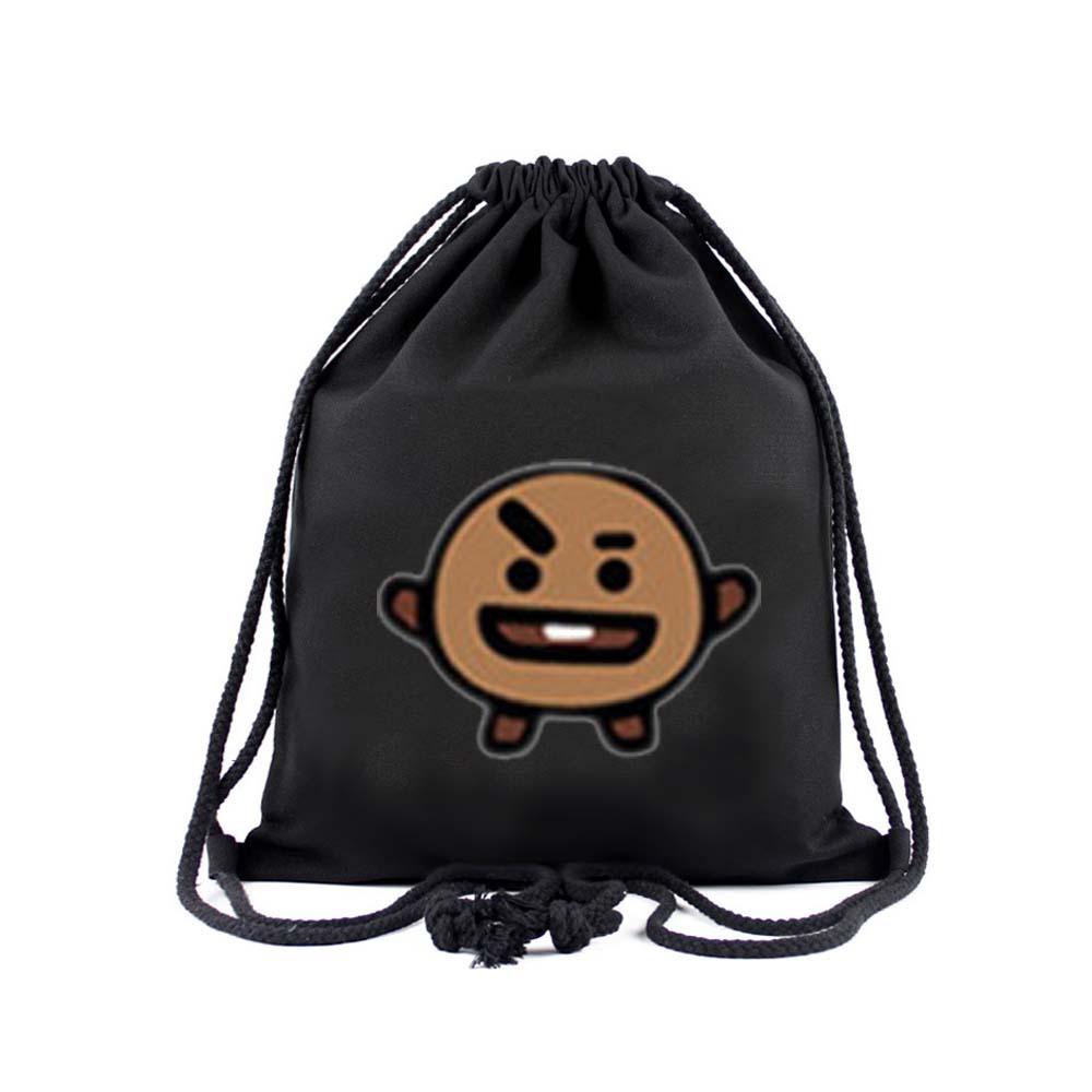 Kpop BTS ransel BT21 kartun kanvas ransel tas serut Kpop BTS ransel BT21 kartun kanvas ransel tas serut