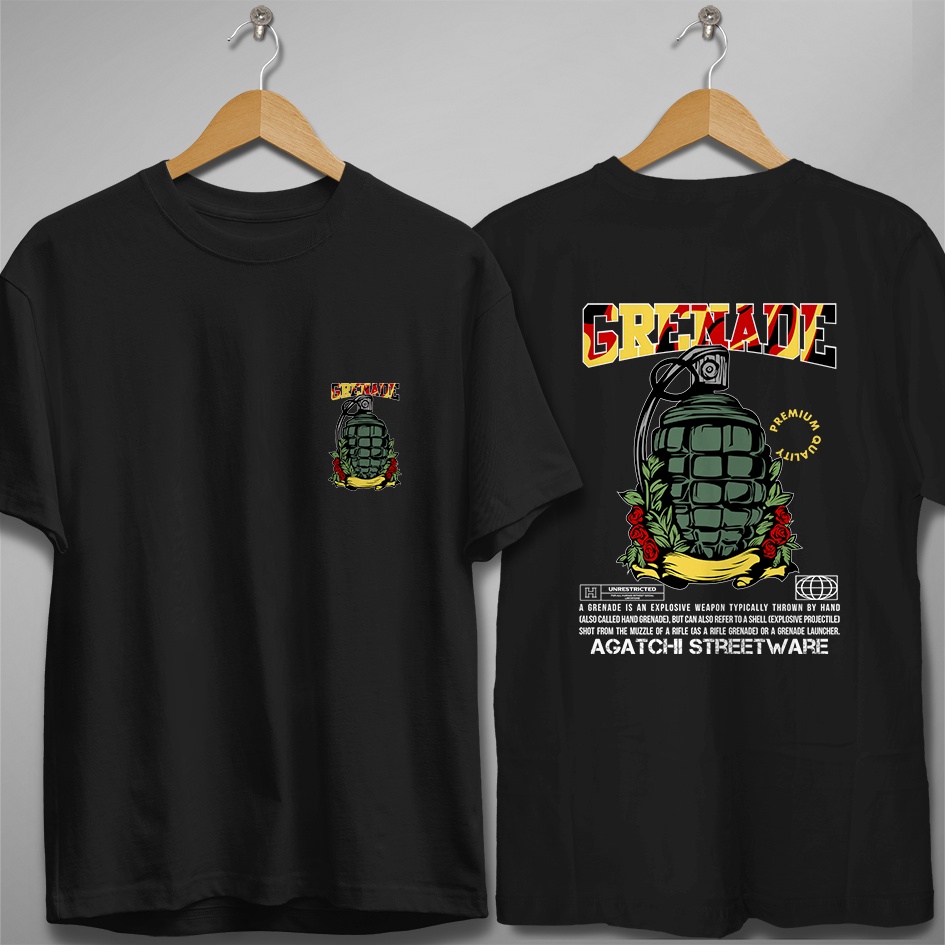 Baju Kaos Atasan Pria Dewasa Agatchi Streetwear Grenade