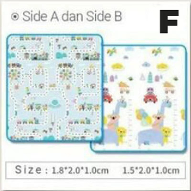 (DENGAN TAS) PREMIUM PLAYMAT ANAK BAYI XPE Uk 200 x 150 cmTEBAL 1 CM MOTIF BOLAK BALIK-F + BAG (MEREK LOLO)