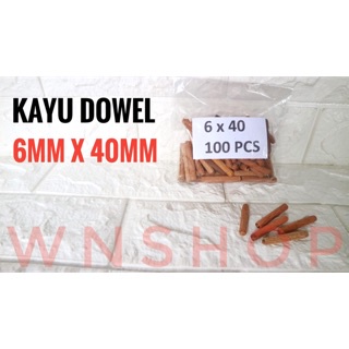 Dowel Kayu Ulir 6 mm Panjang 40 mm - Dowel Kayu Stik Diameter 6mm Panjang 4cm 6x40