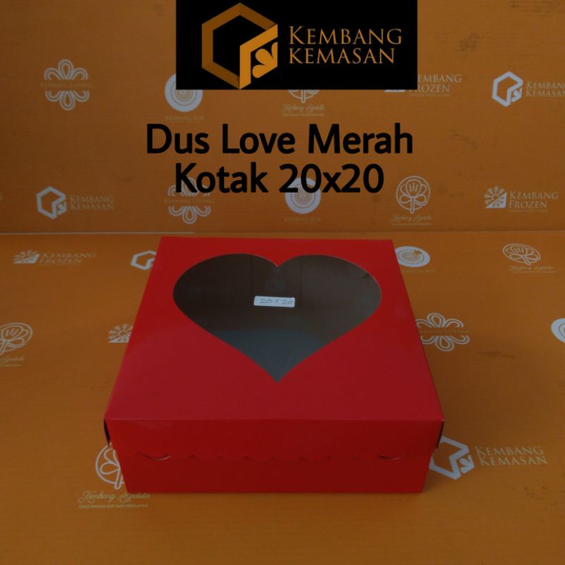 10 PCS DUS LOVE MERAH 20X20X8 / DUS MERAH MOTIF HATI