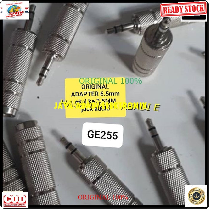 G255 JACK 6.5 KE 3.5 MM BAHAN BESI ADAPTER SAMBUNGAN SPLITER AUDIO SOUND SUARA CONVERTER KONEKTOR MULTIFUNGSI MALE EXTENSION PENYAMBUNG HEADSET HEADPHONE FEMALE AUX DVD MALE AMPLI PRAKTIS DAN MUDAH DIGUNAKAN HARGA TERJANGKAU