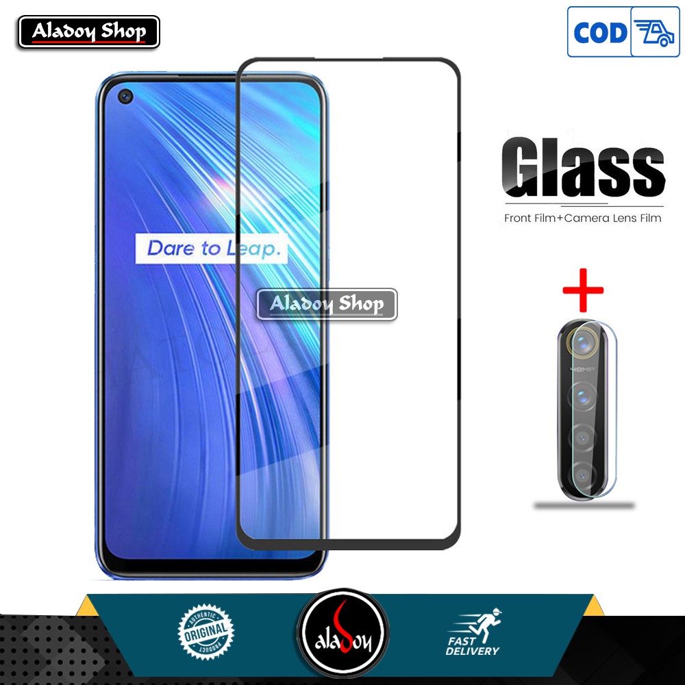 PAKET Tempered Glass Realme 6 Full Cover Screen Protector Free Tempered Glass Camera Lens