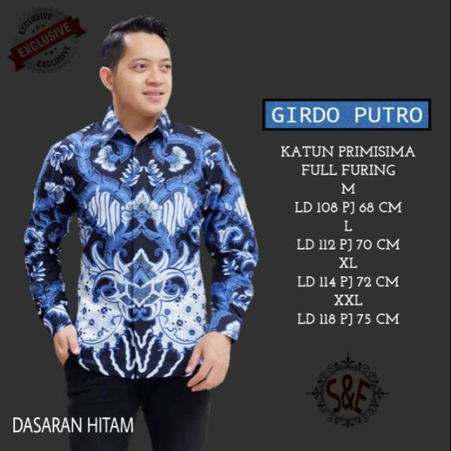 Kemeja Batik Lengan Panjang GIRDO PUTRO Bahan Katun Primisima