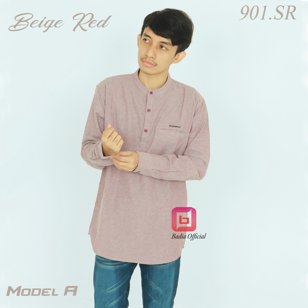 baju koko kemeja kurta pakistan jumbo motif kancing henley kantong saku depan lengan panjang polos oxford qurta pria dewasa premium