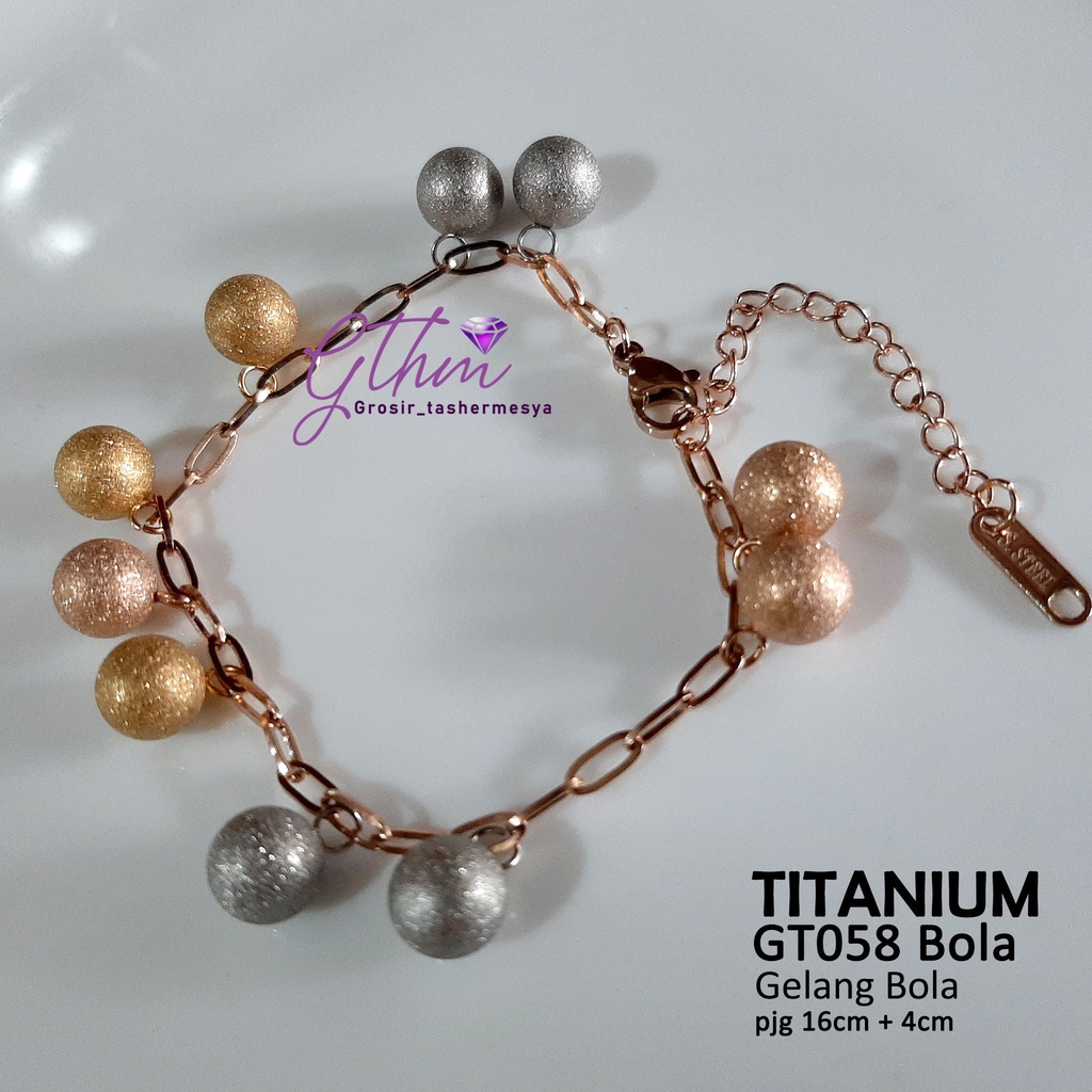 Gelang Wanita Titanium Stainless Steel Bola Kombinasi Perhiasan Fashion Import kualitas Premium gt058