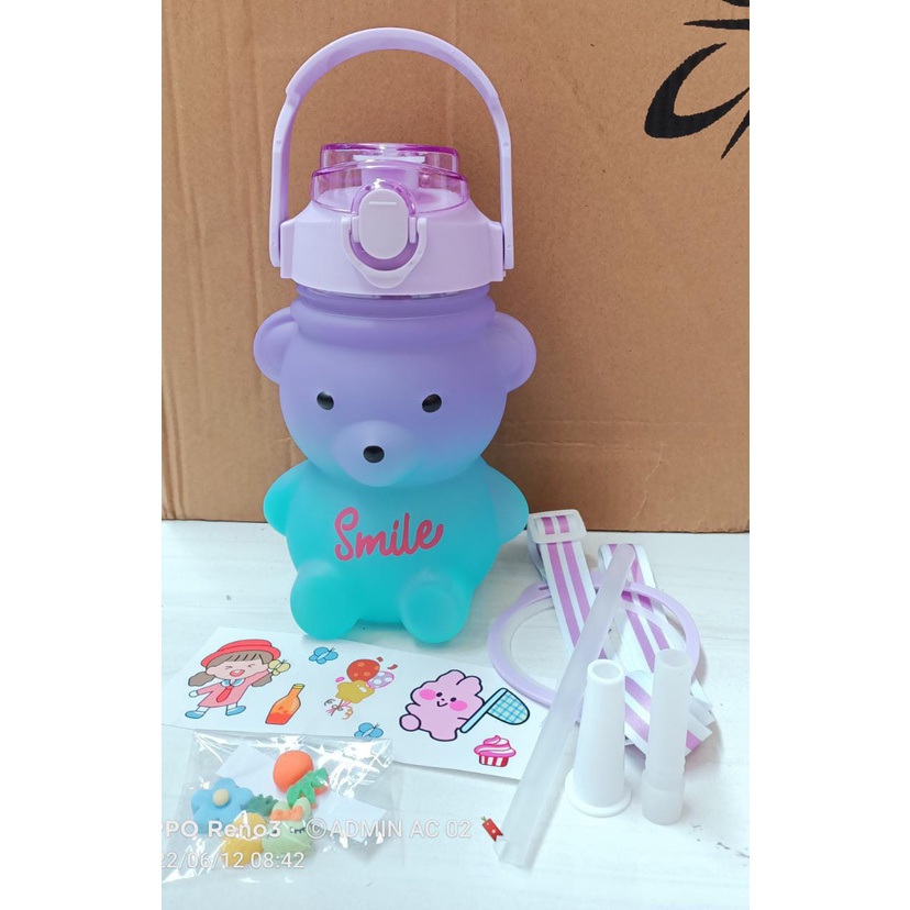 Botol minum Teddy gradasi full sticker 2D &amp; 3D