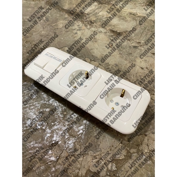 saklar double - stop kontak - stop kontak tanam panasonic | wide series | warna putih